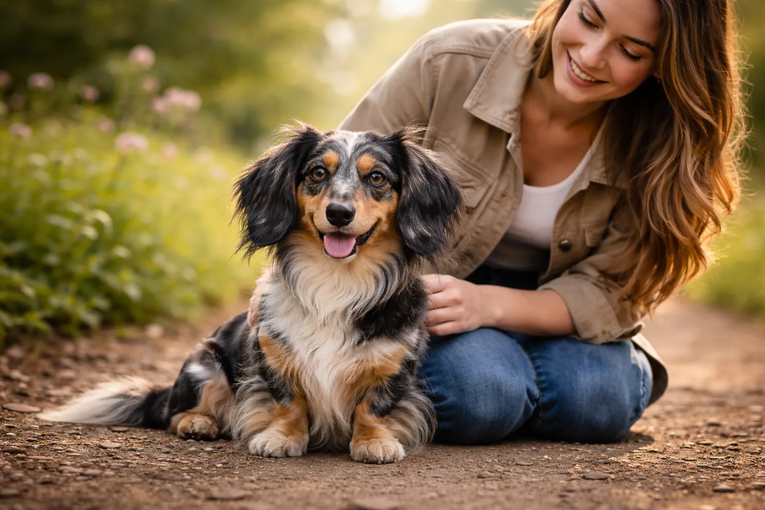 teckel poil long arlequin